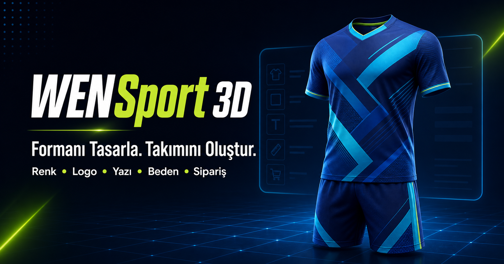 WENSport lacivert ve turkuaz forma şort takımı